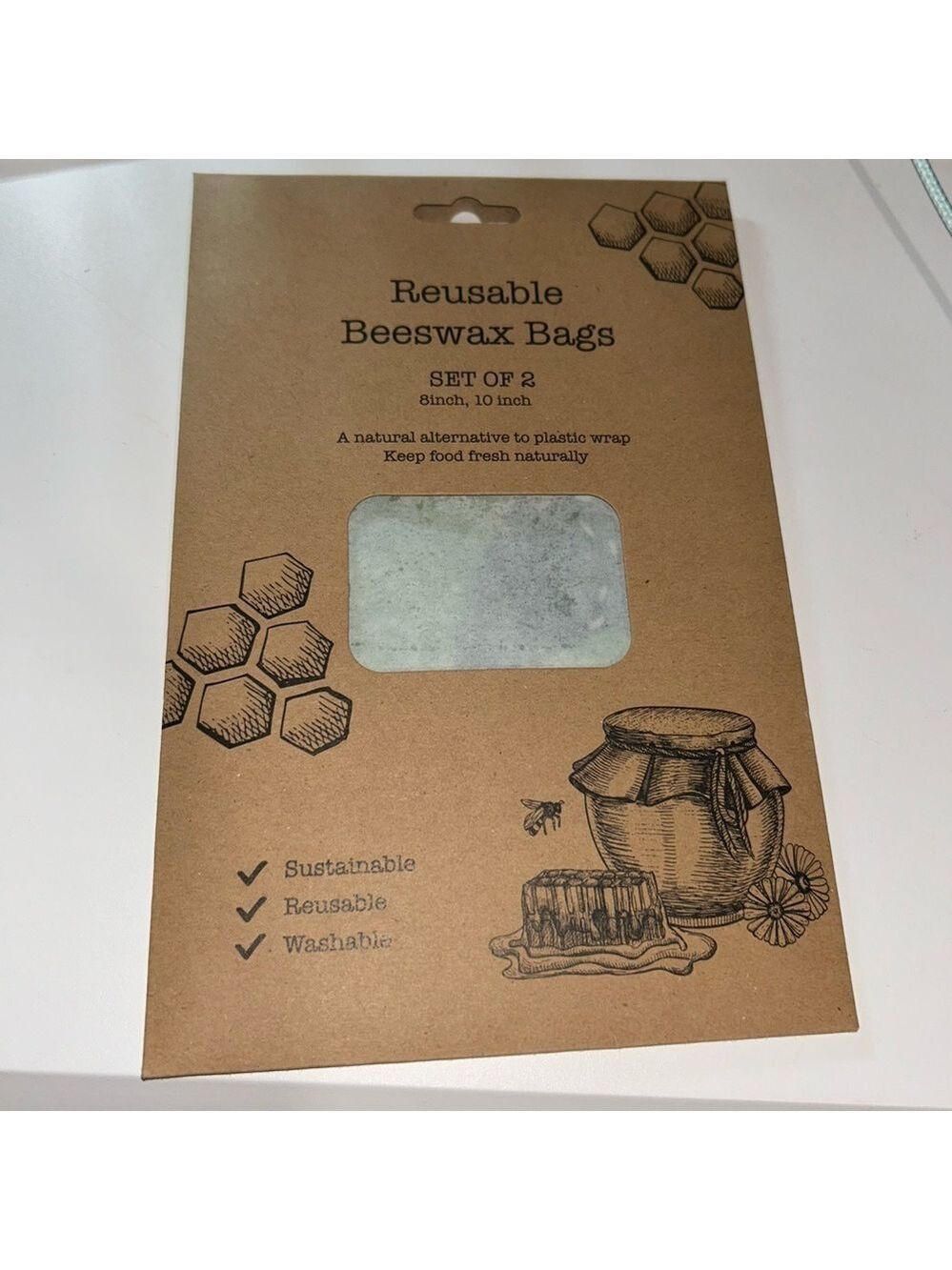 Creative Co-Op Eco-Friendly Beeswax Reusable Bags 8” & 10” Set
